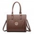 LT1650 - Miss Lulu Textured Leather Look Square Pocket Shoulder Handbag Brown